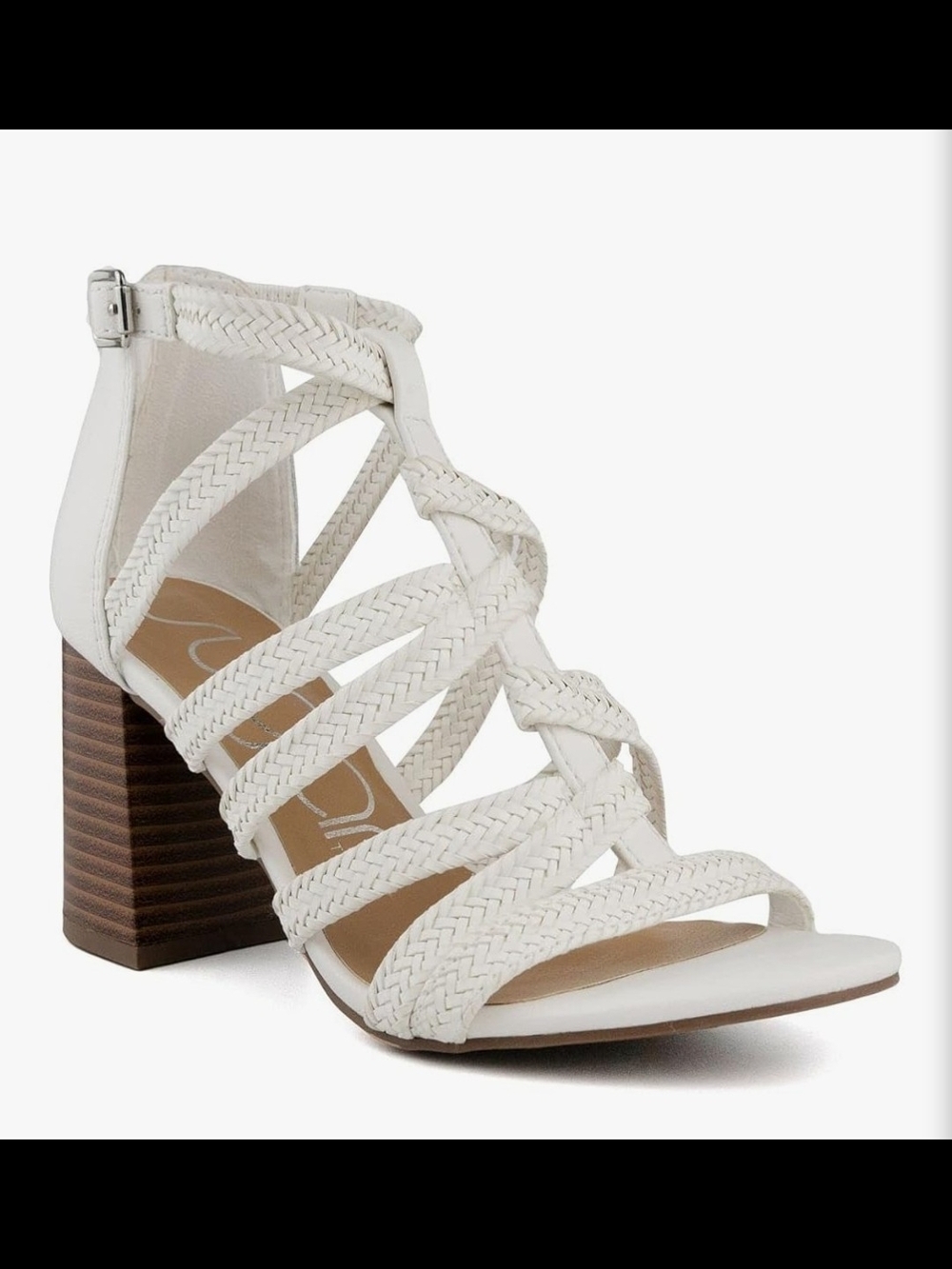 Braided Strappy Block Heel Sandal By Sugar - White 8.5